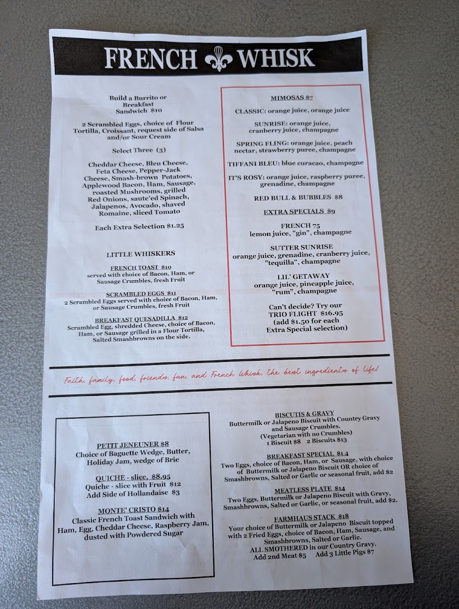 French Whisk menu board