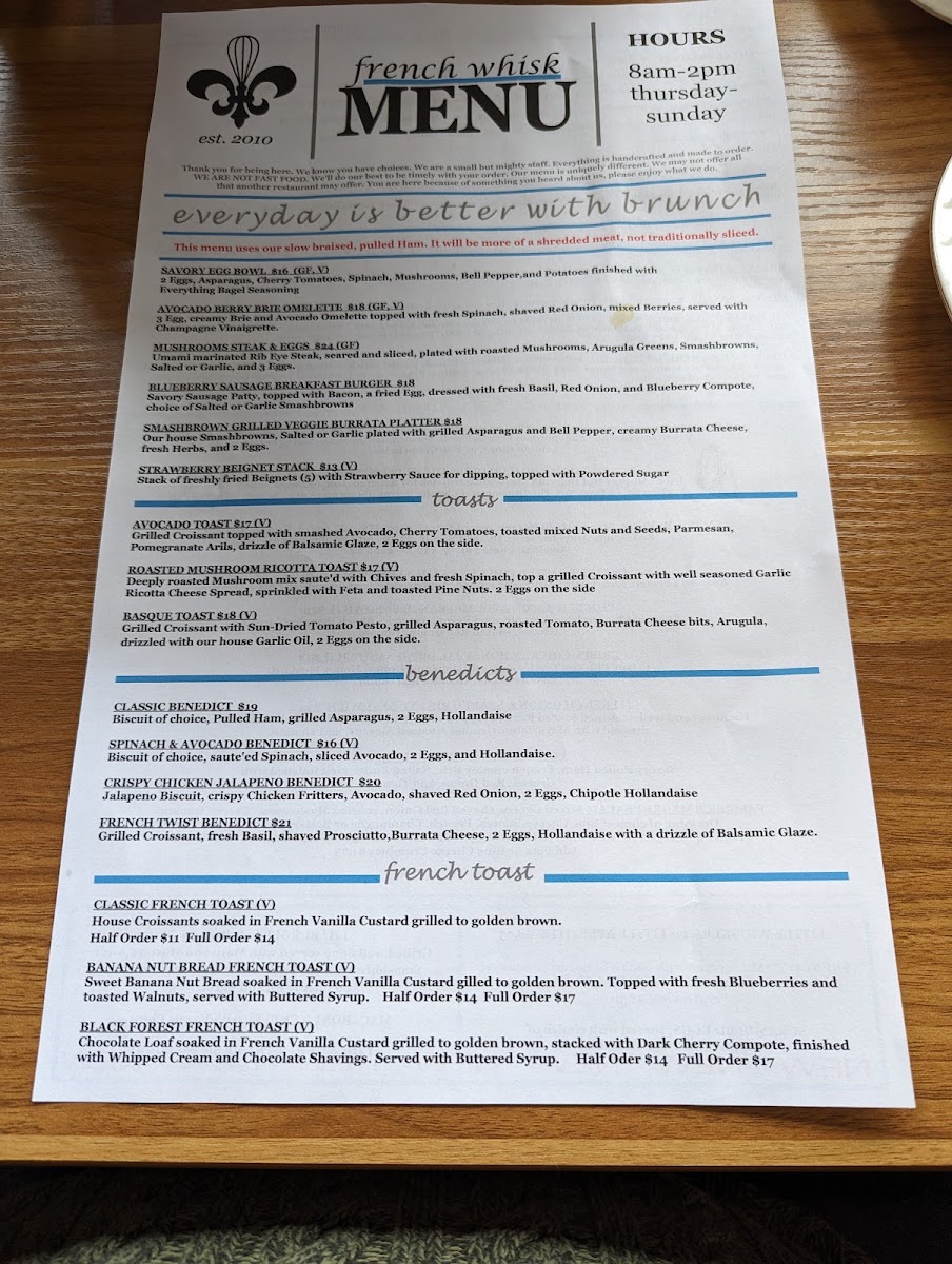 French Whisk menu board