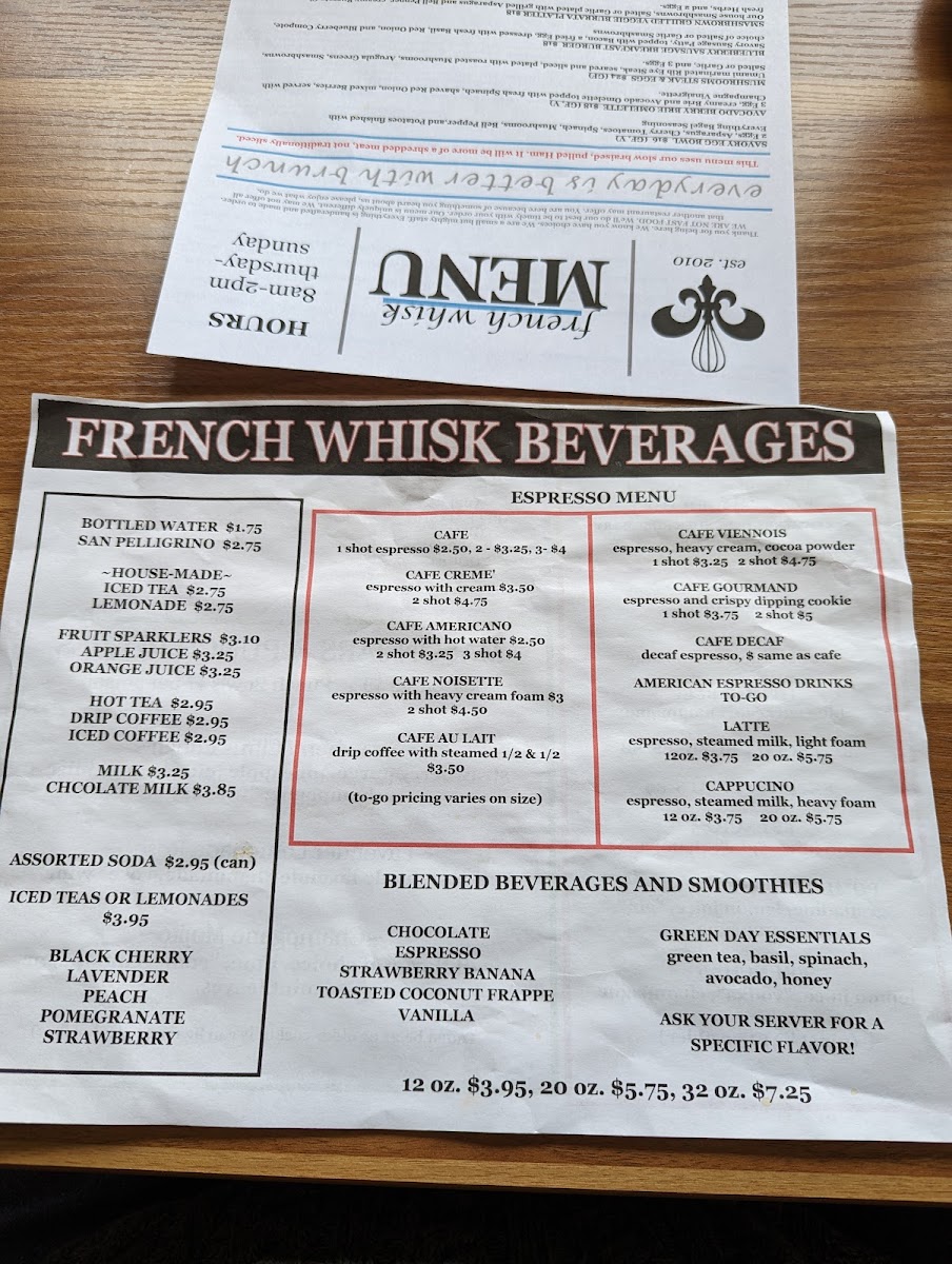French Whisk menu board