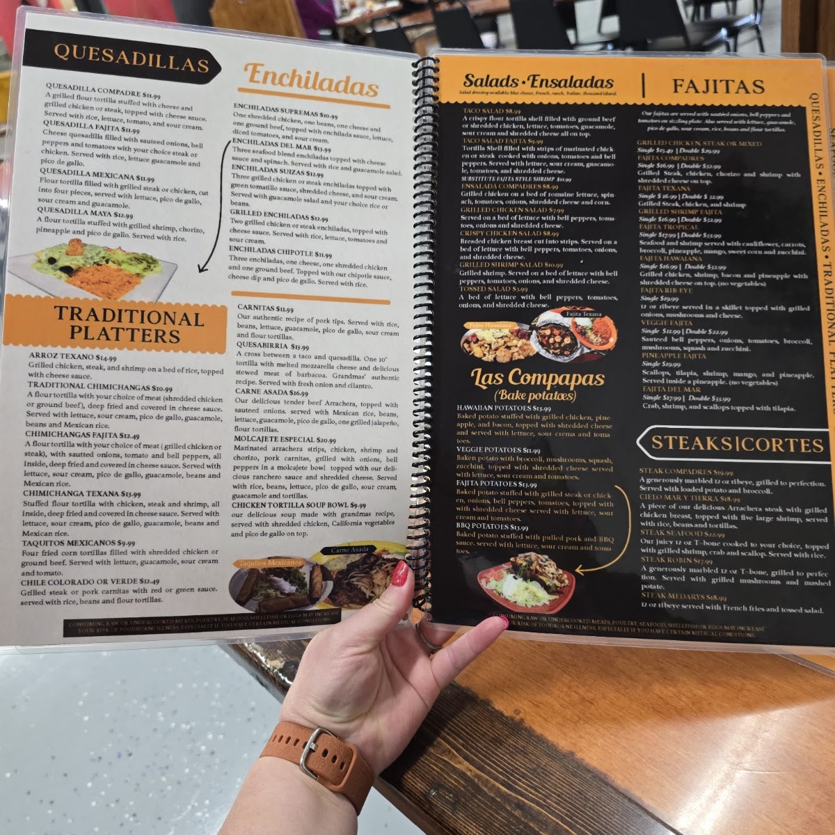 Los Compadres Mexican Restaurant menu board