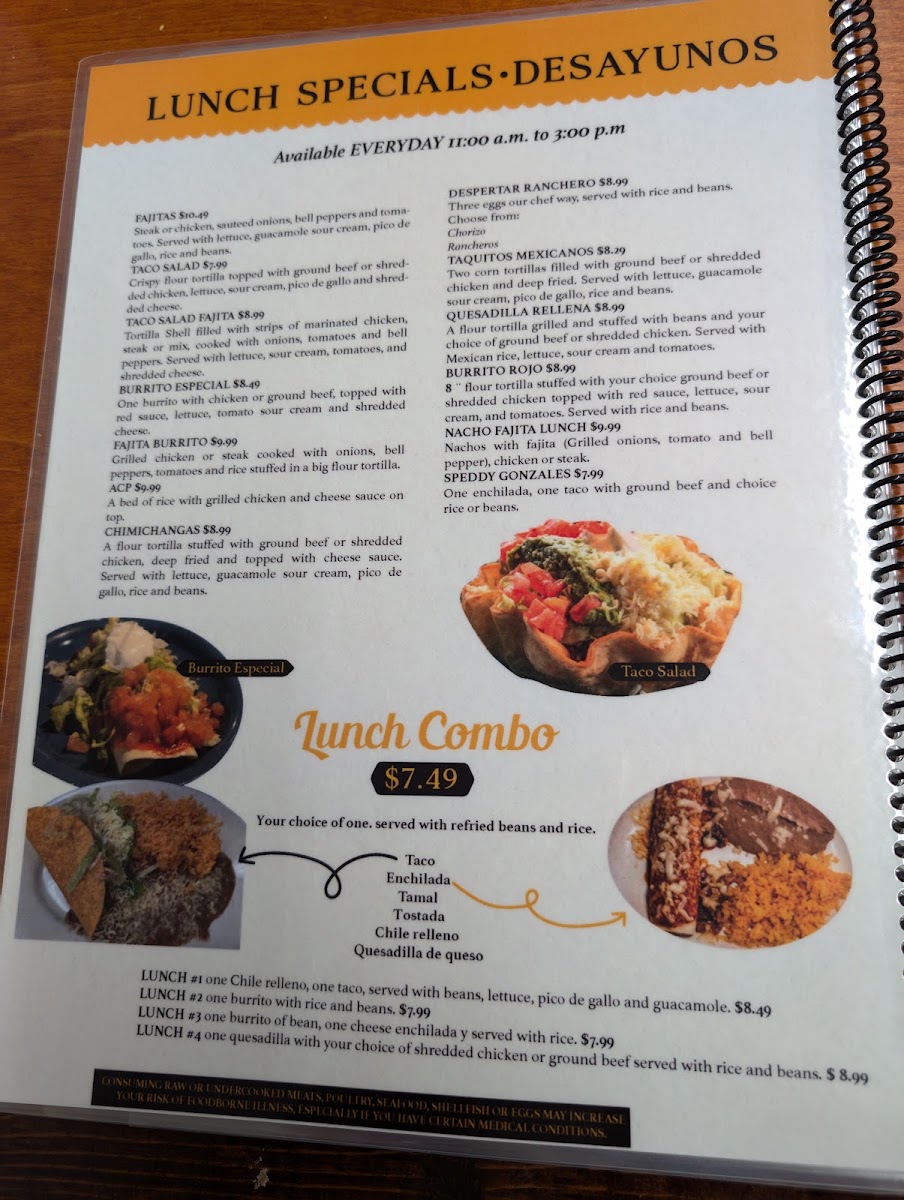 Los Compadres Mexican Restaurant menu board