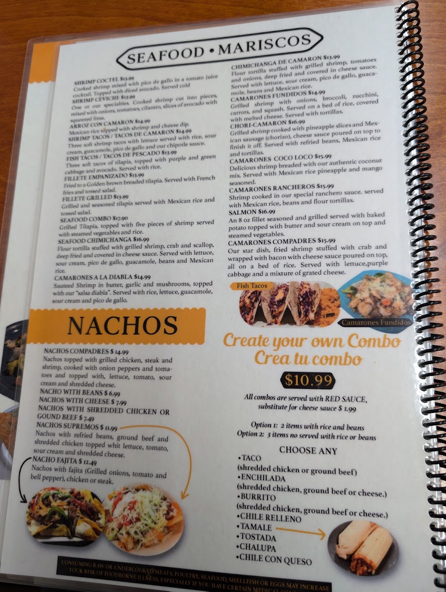 Los Compadres Mexican Restaurant menu board