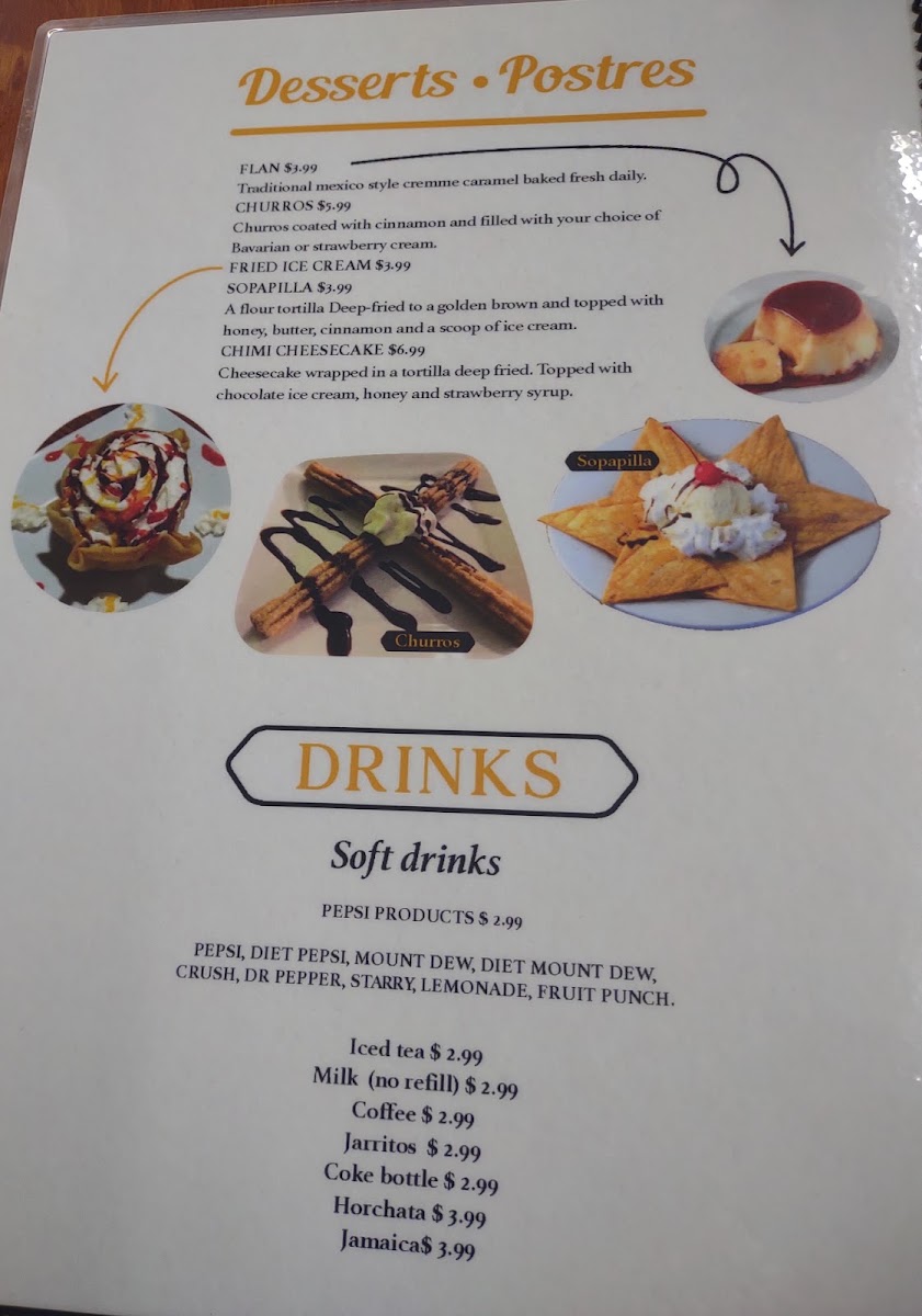 Los Compadres Mexican Restaurant menu board