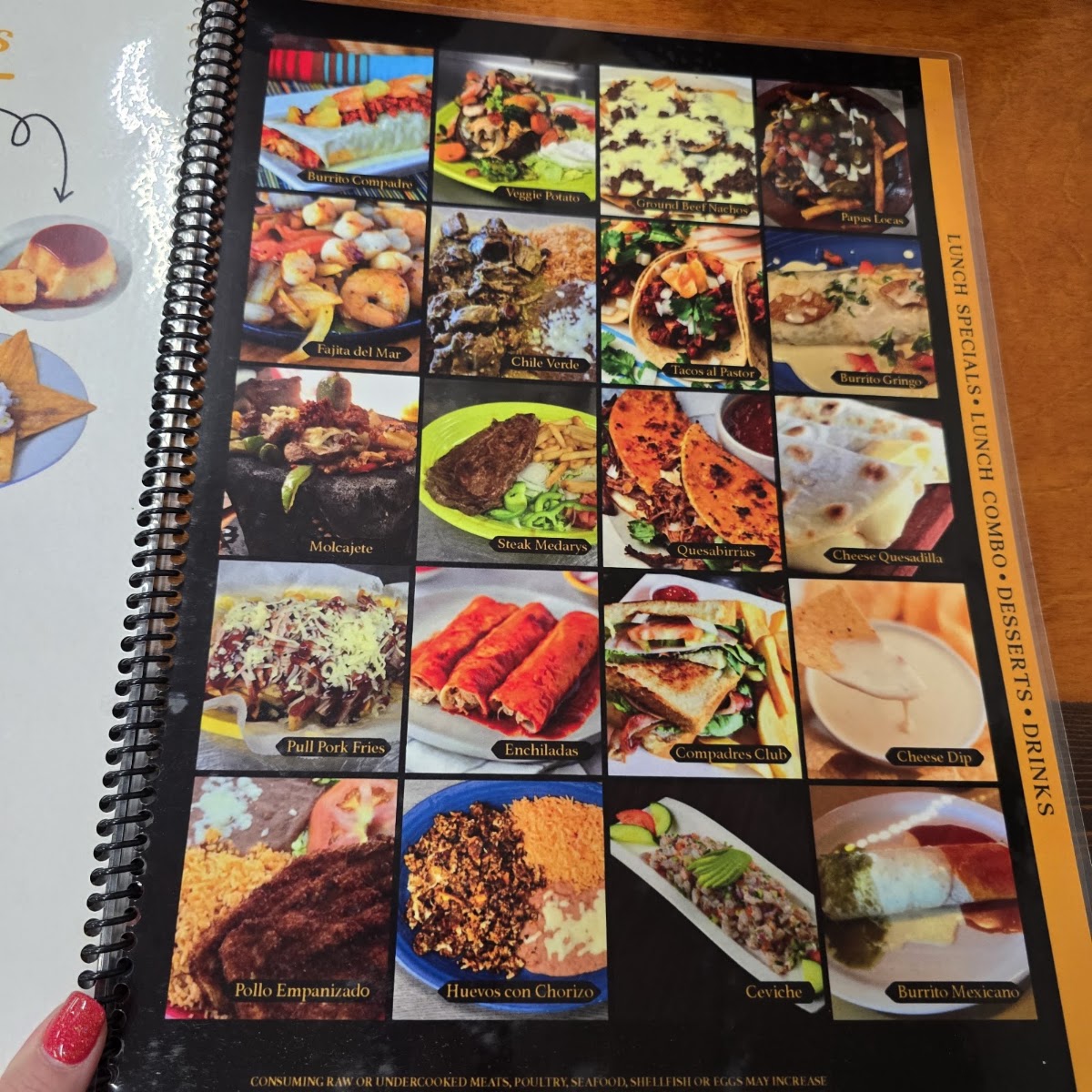 Los Compadres Mexican Restaurant menu board