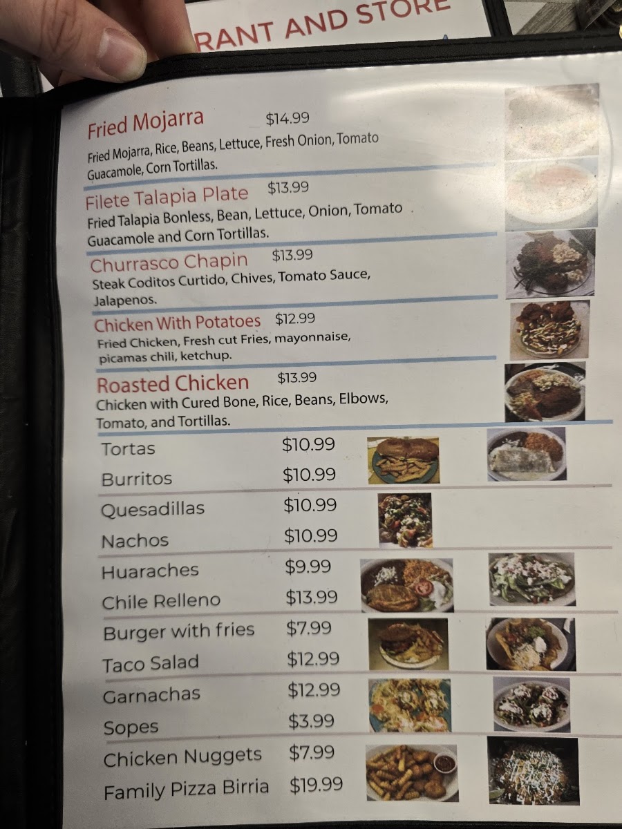 Restaurante y Tienda Oaxaca menu board