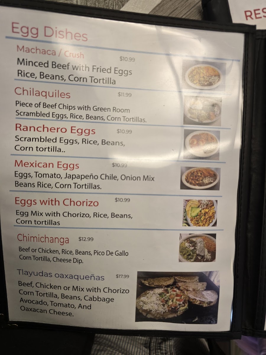 Restaurante y Tienda Oaxaca menu board