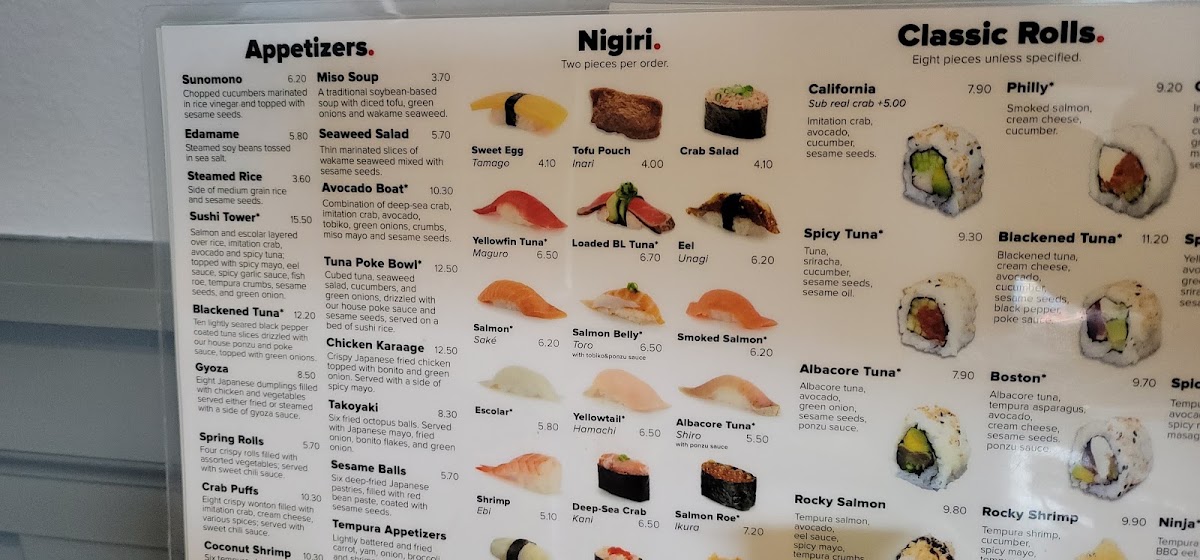 Momiji Sushi Restaurant - West Salem menu board