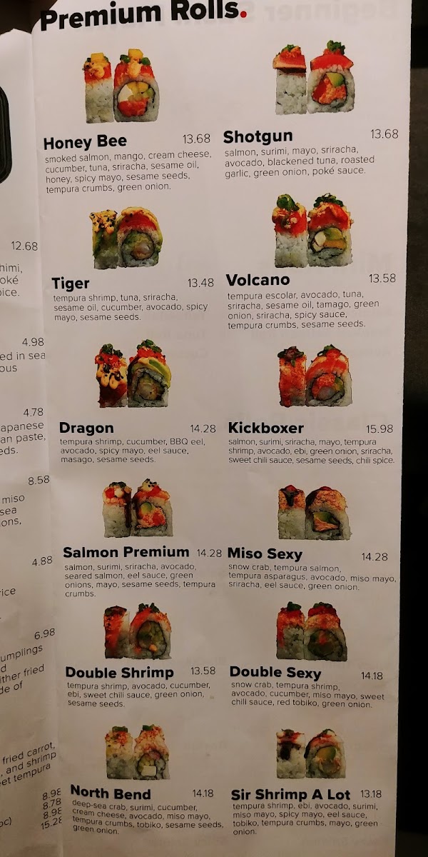 Momiji Sushi Restaurant - West Salem menu board
