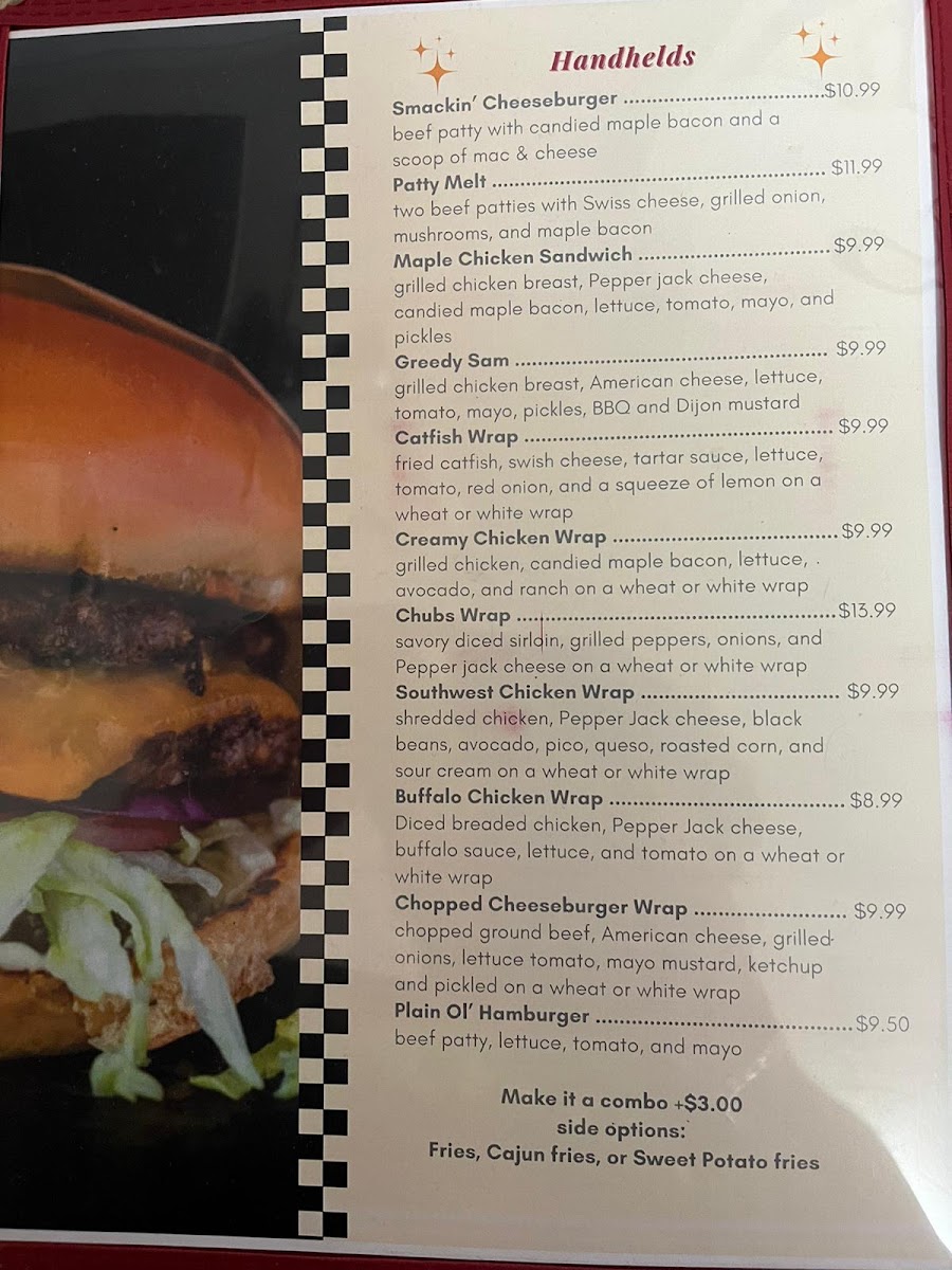 Greedy's Grill menu board