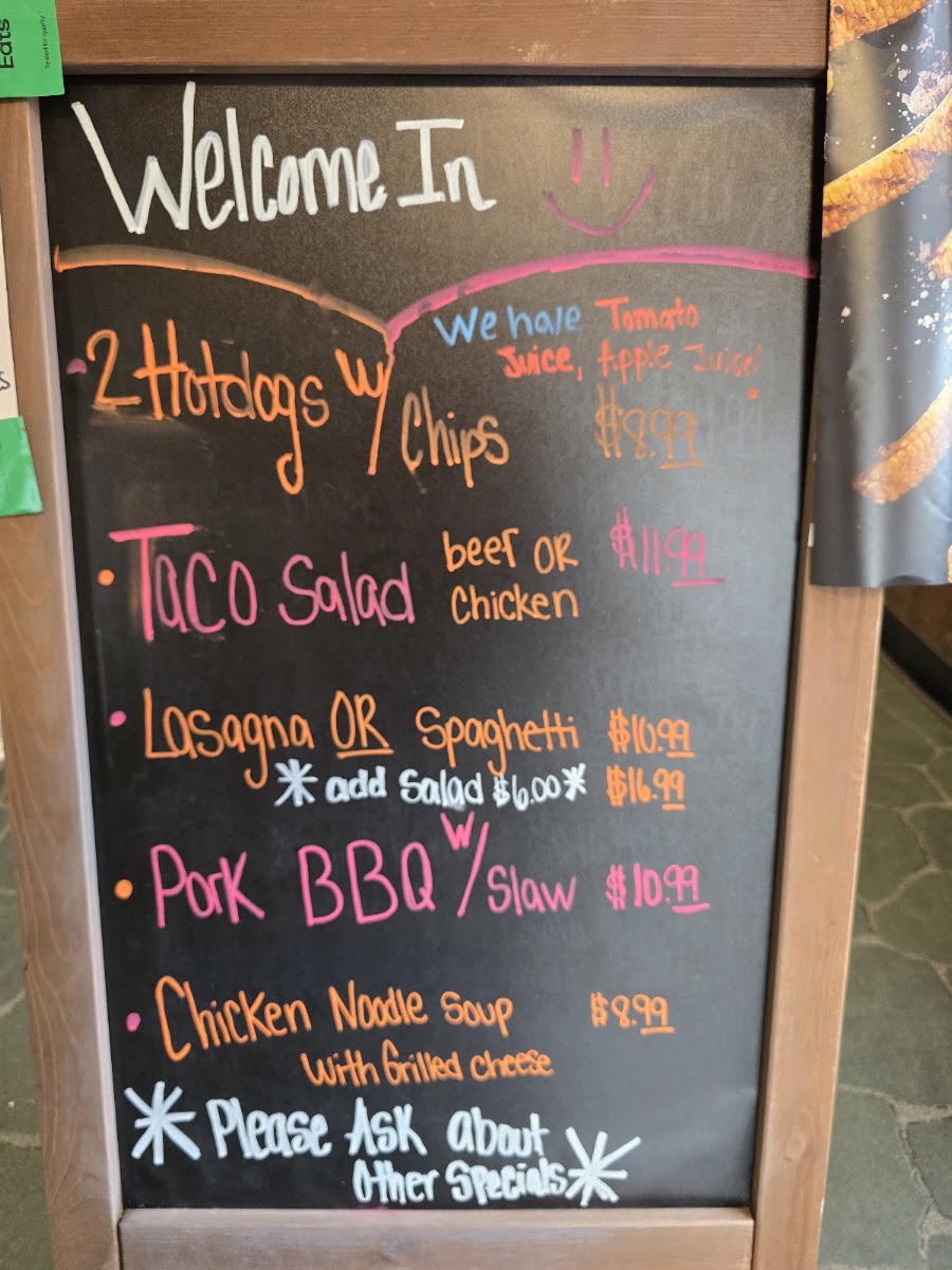 Greedy's Grill menu board