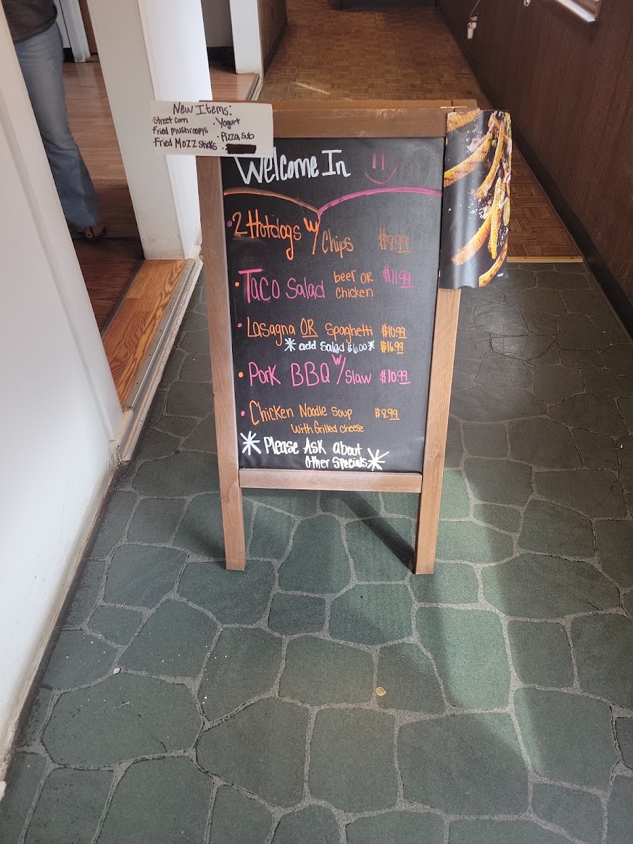 Greedy's Grill menu board