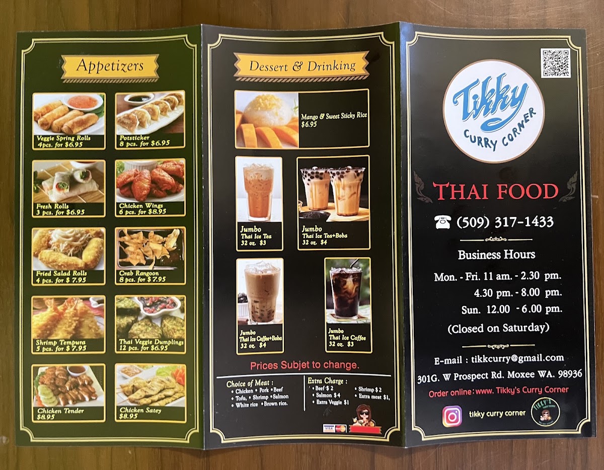 TIKKY'S CURRY CORNER menu board