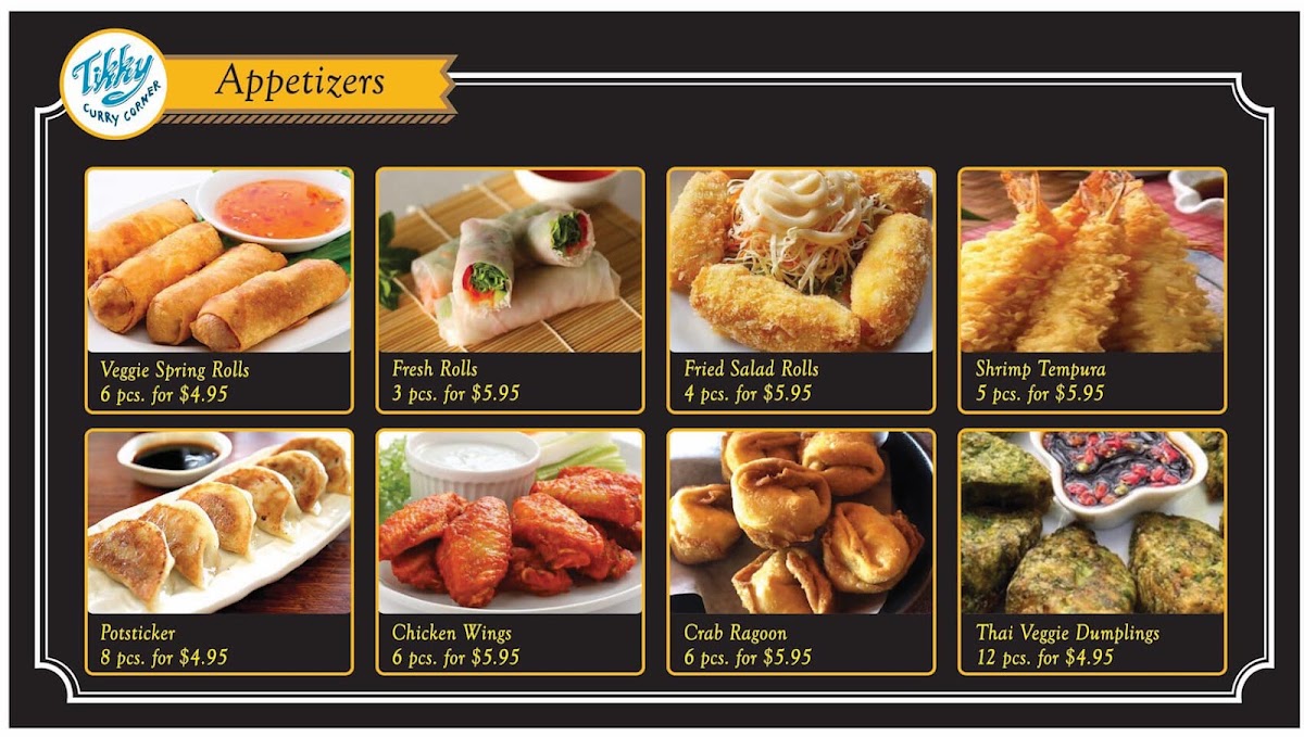 TIKKY'S CURRY CORNER menu board