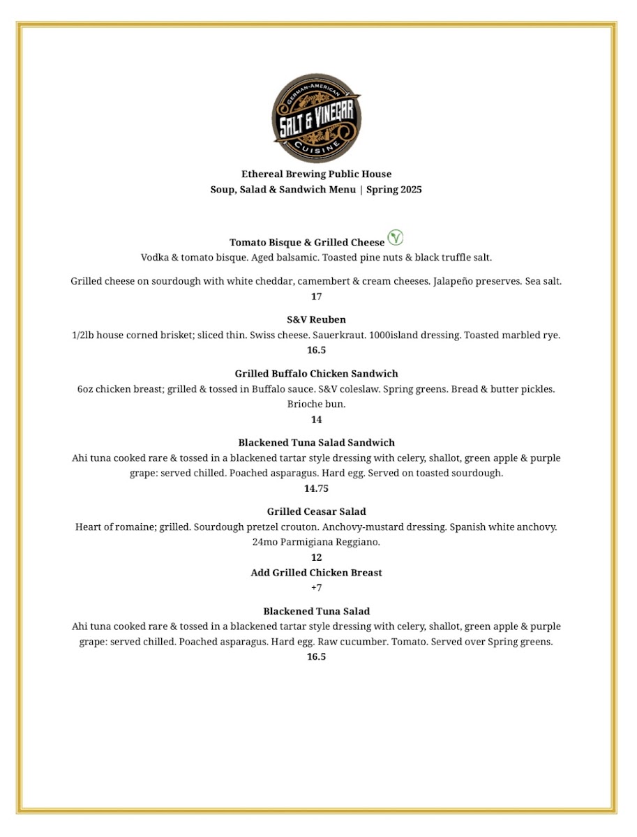 Salt & Vinegar menu board