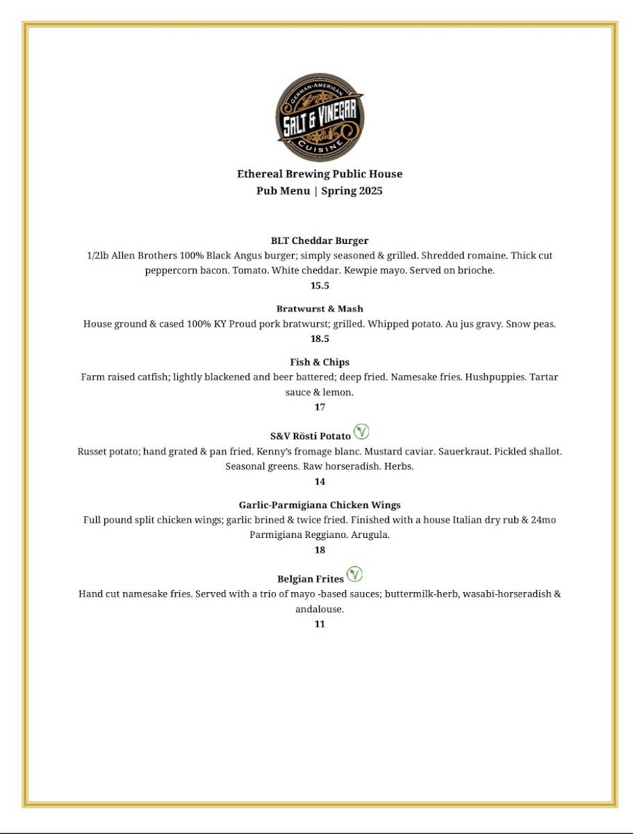 Salt & Vinegar menu board