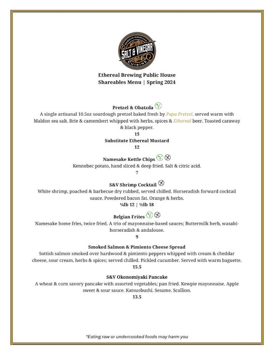 Salt & Vinegar menu board
