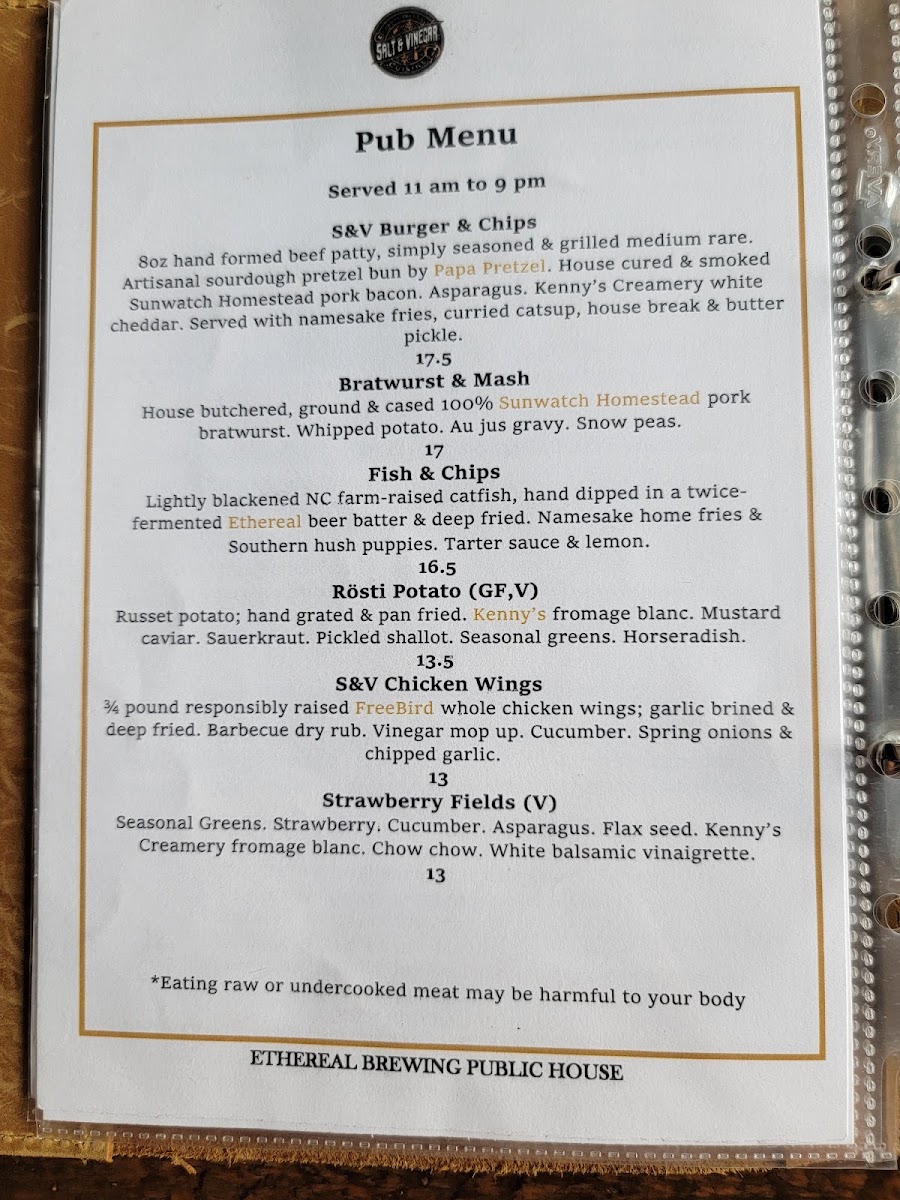 Salt & Vinegar menu board