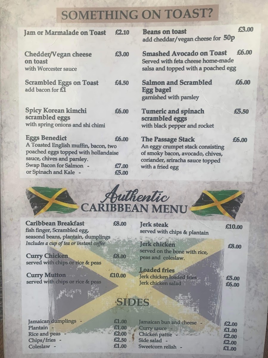 The Passage Cafe menu board
