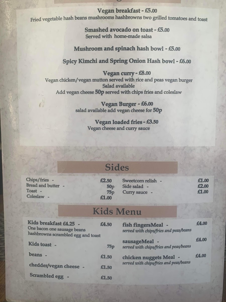 The Passage Cafe menu board