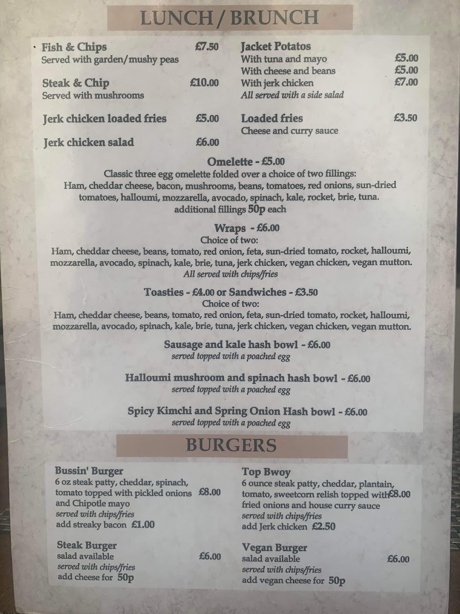 The Passage Cafe menu board