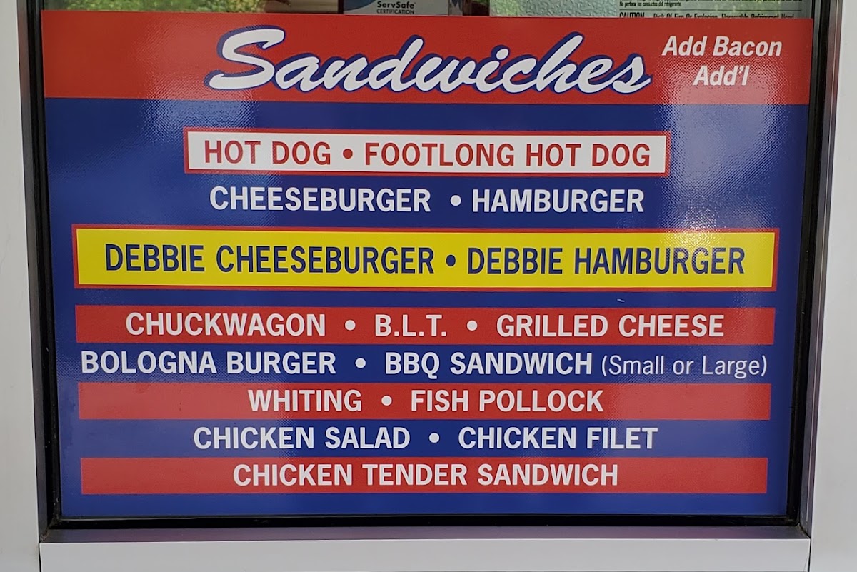 Debbie's Drive-In menu board
