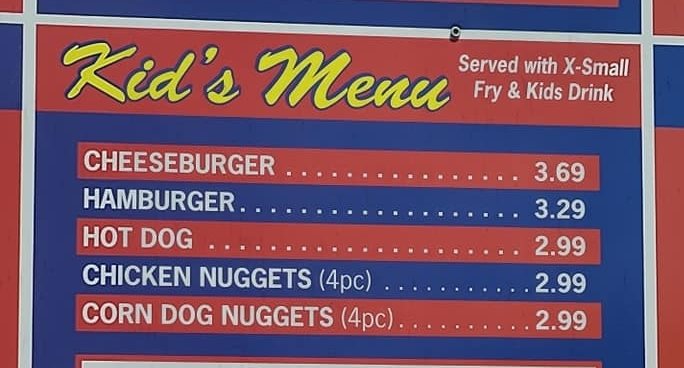 Debbie's Drive-In menu board