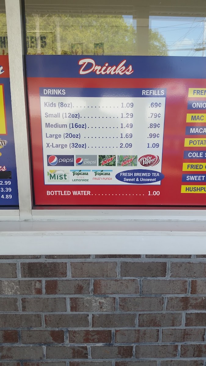 Debbie's Drive-In menu board