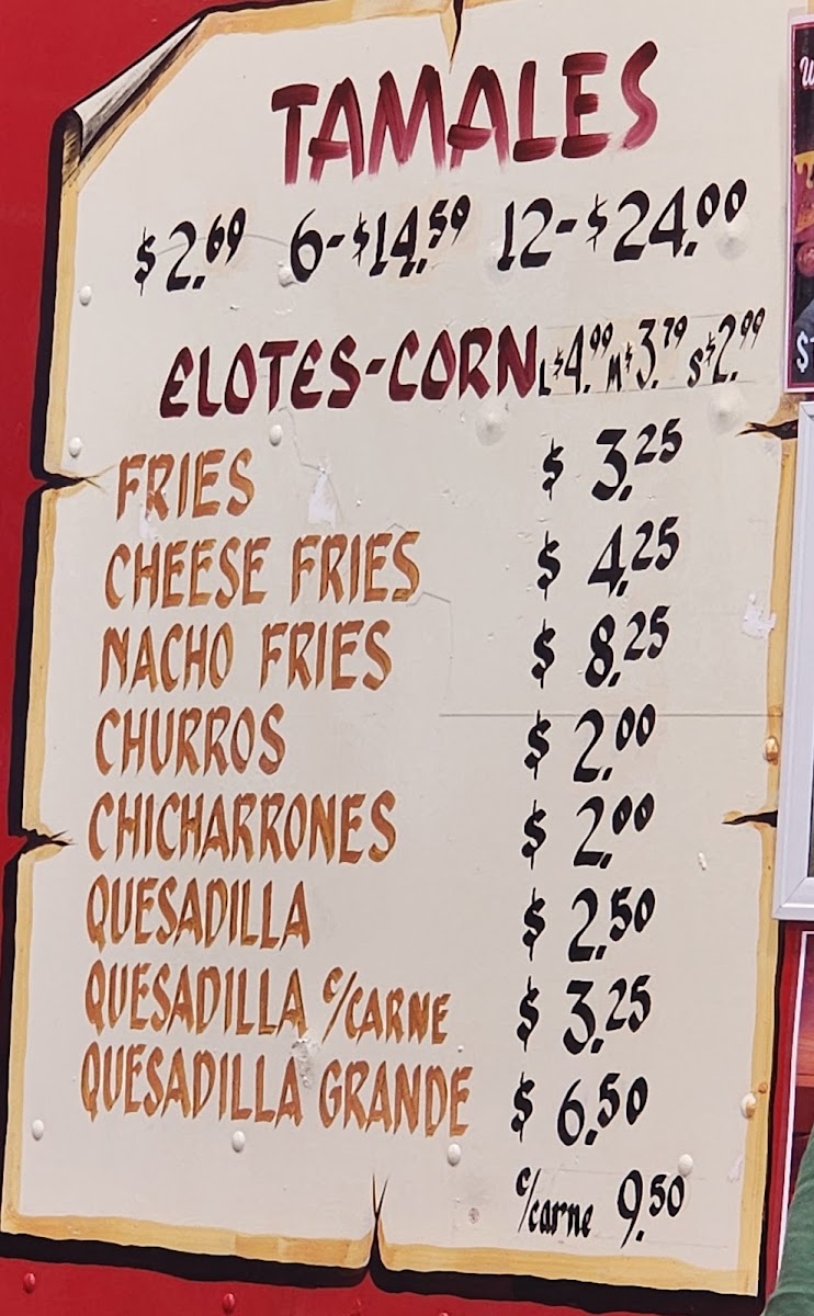 Ta Canijo (Maple Rd.) menu board