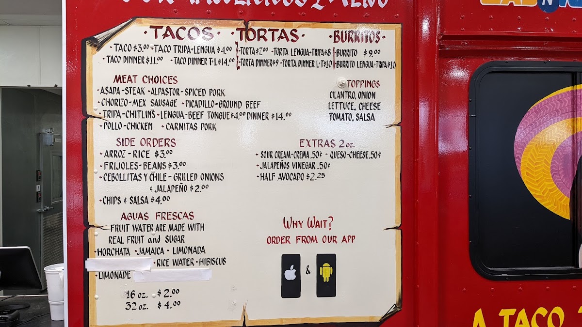 Ta Canijo (Maple Rd.) menu board