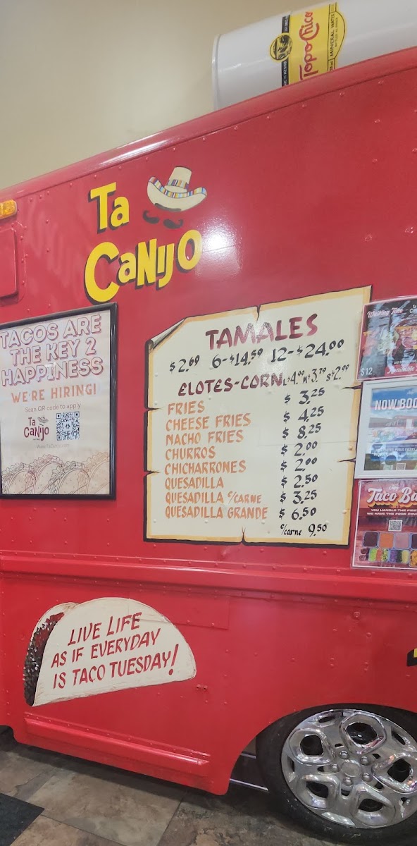 Ta Canijo (Maple Rd.) menu board
