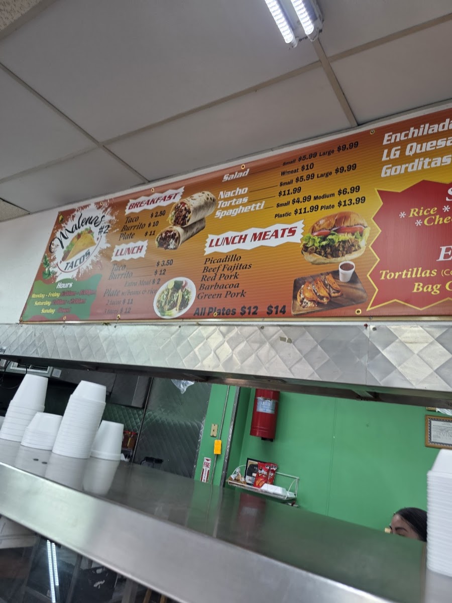Malena Tacos #2 menu board