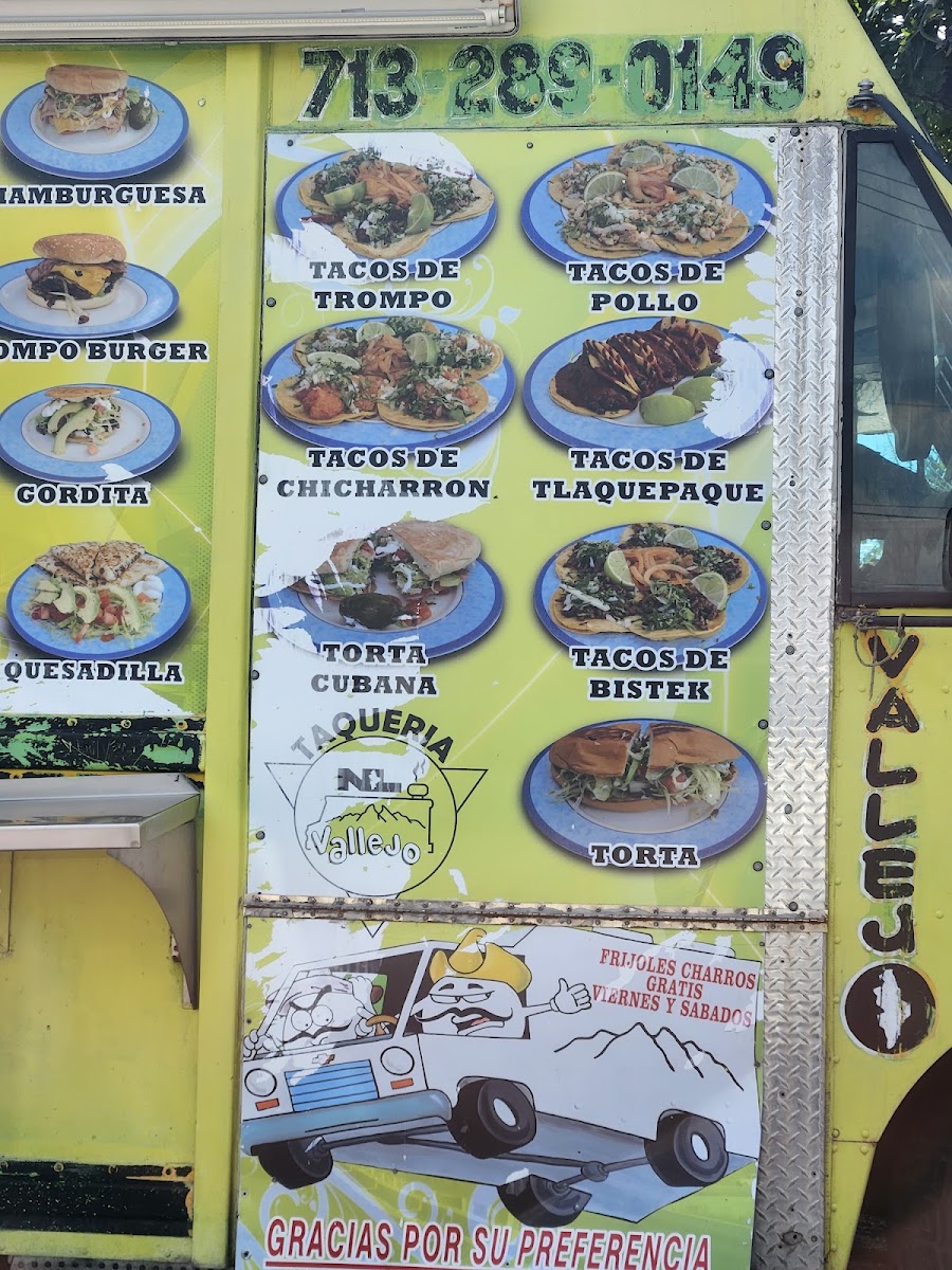 Taqueria vallejo menu board