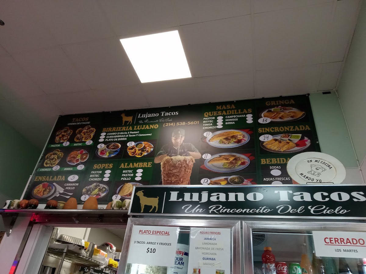 Lujano Tacos menu board