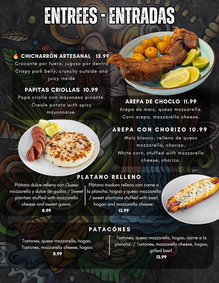 Fire and Flavors menu board