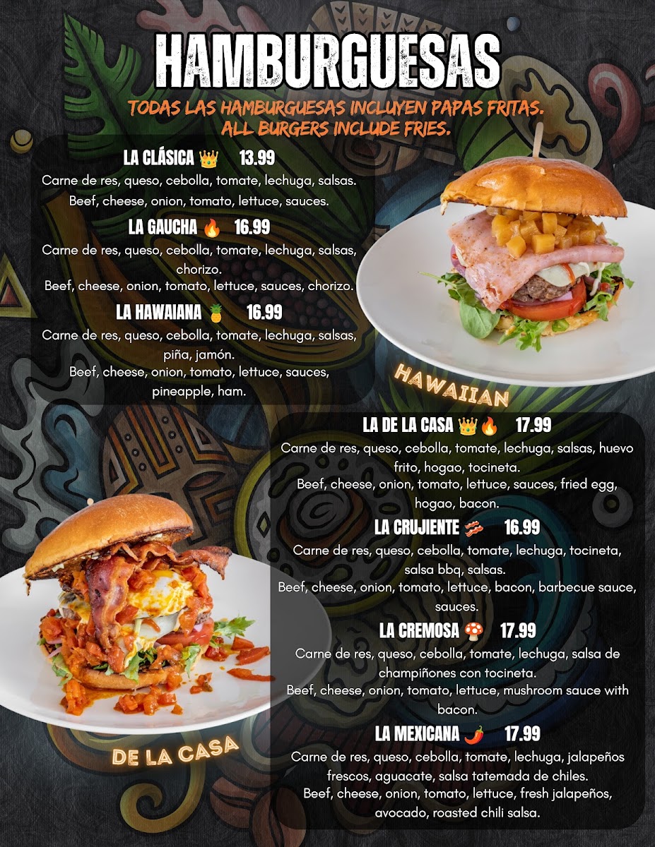 Fire and Flavors menu board