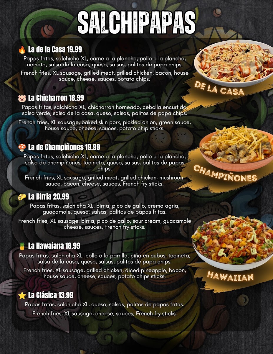 Fire and Flavors menu board