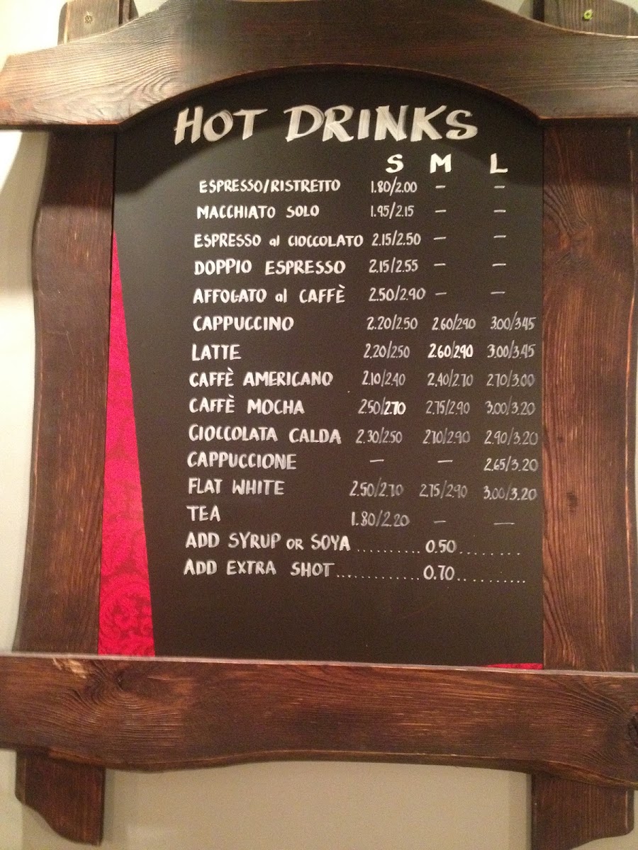 Soprattutto Cafe menu board