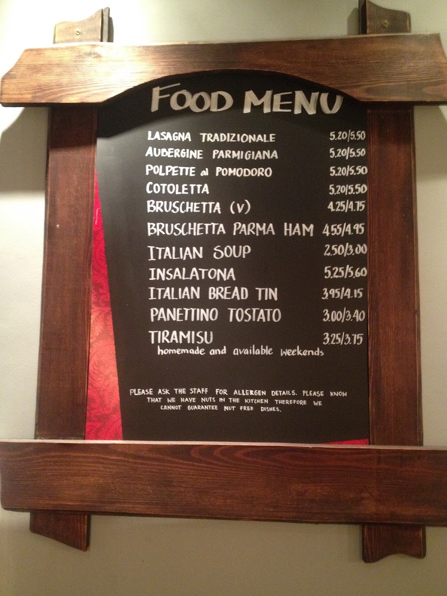 Soprattutto Cafe menu board