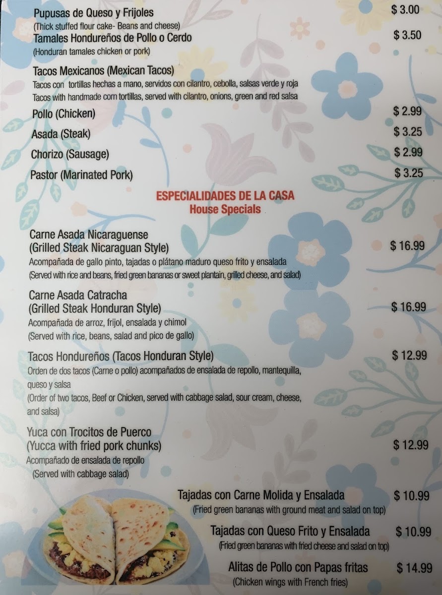 Store & Restaurant Sazon Latino menu board