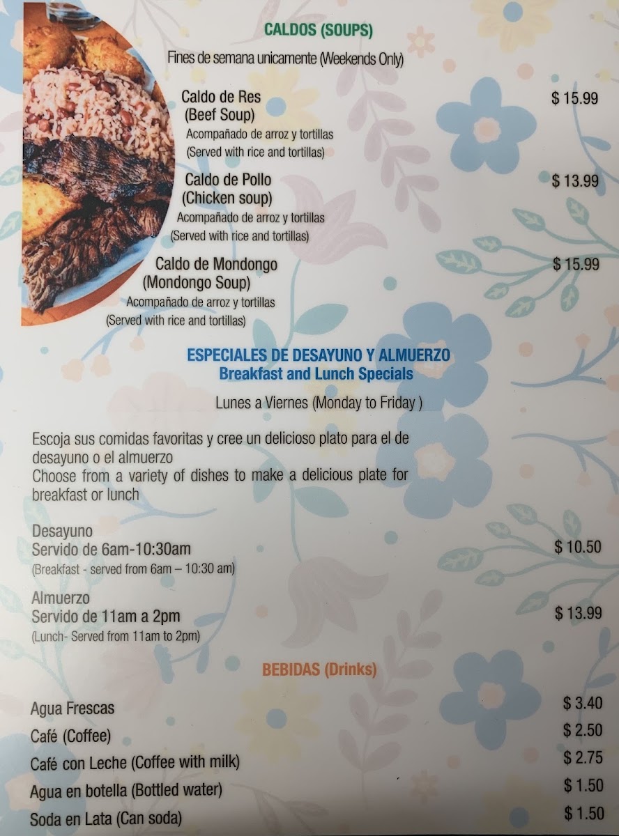 Store & Restaurant Sazon Latino menu board