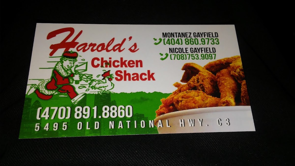 Harold's Chicken Shack menu board