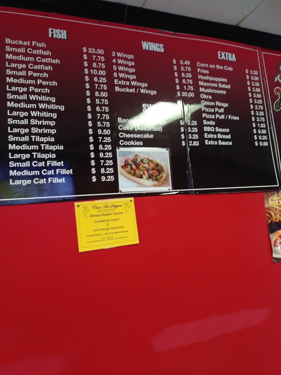 Harold's Chicken Shack menu board