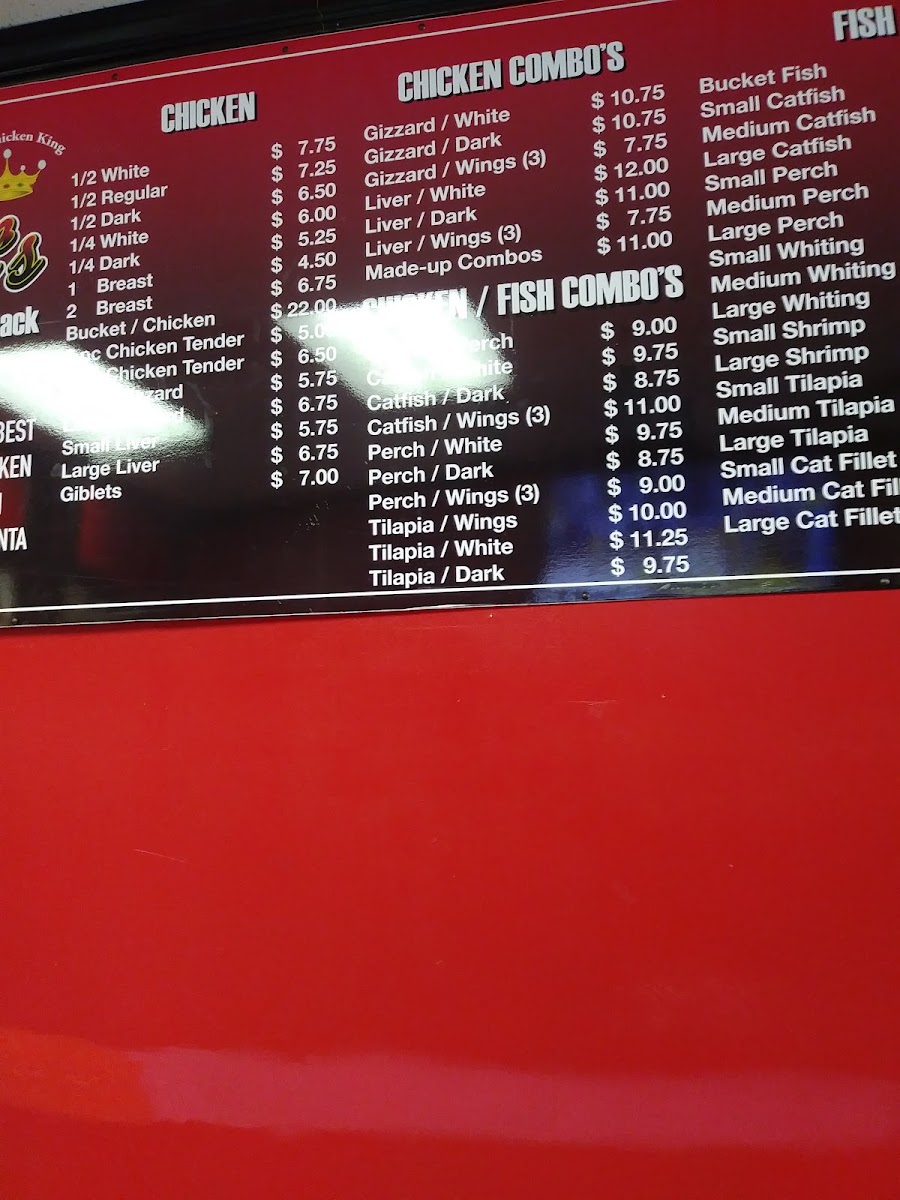 Harold's Chicken Shack menu board