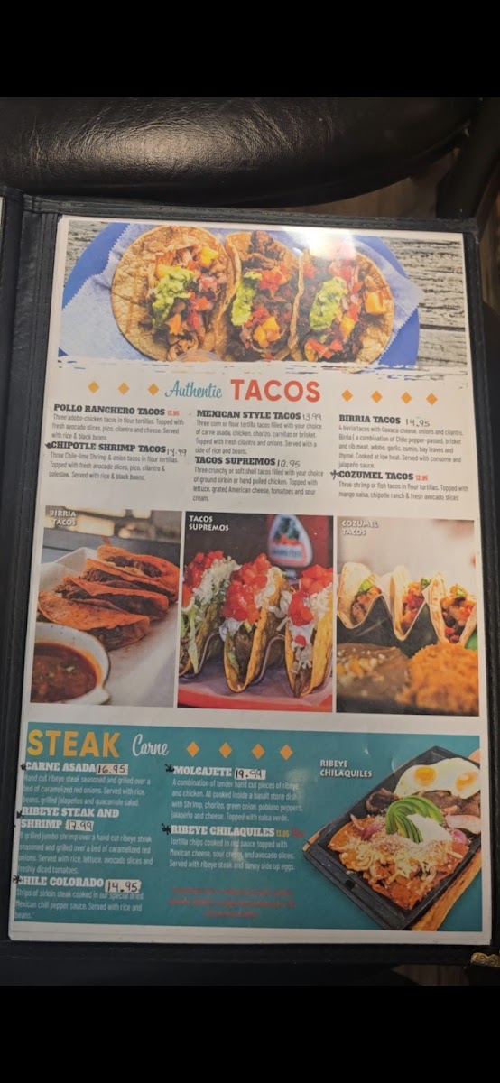Cano's Burrito & Taco Shop. menu board