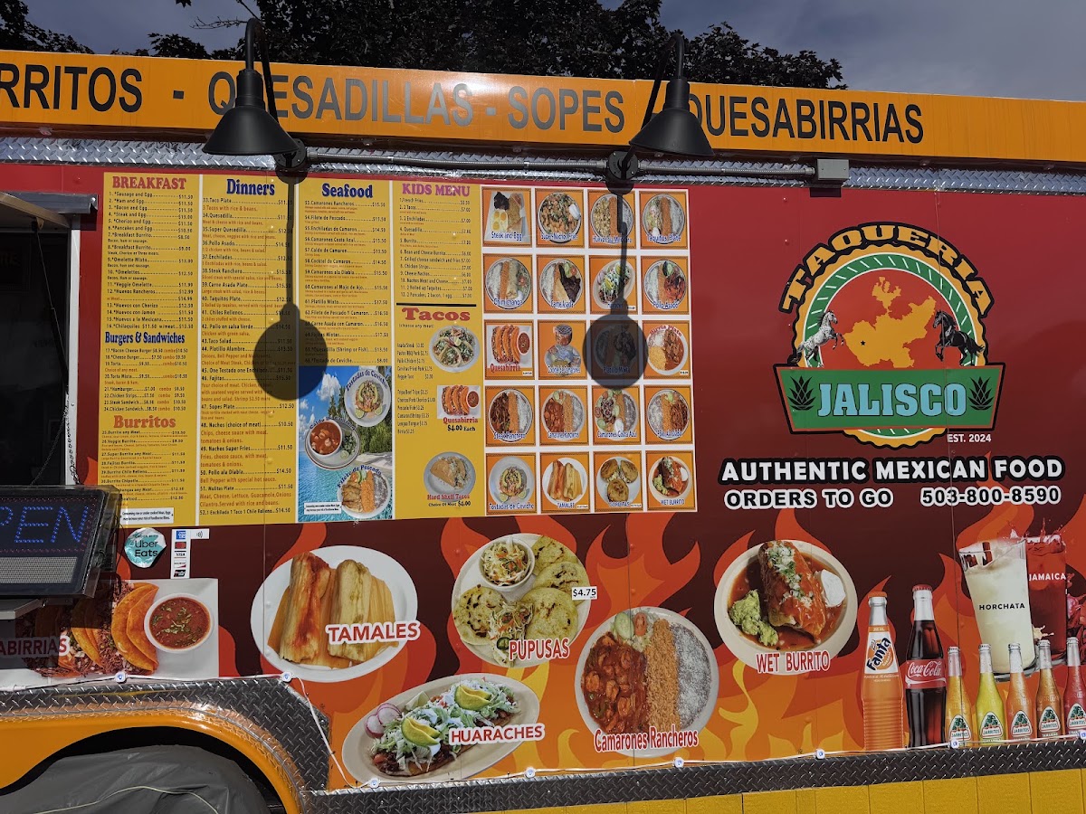 Taqueria jalisco authentic mexican food menu board