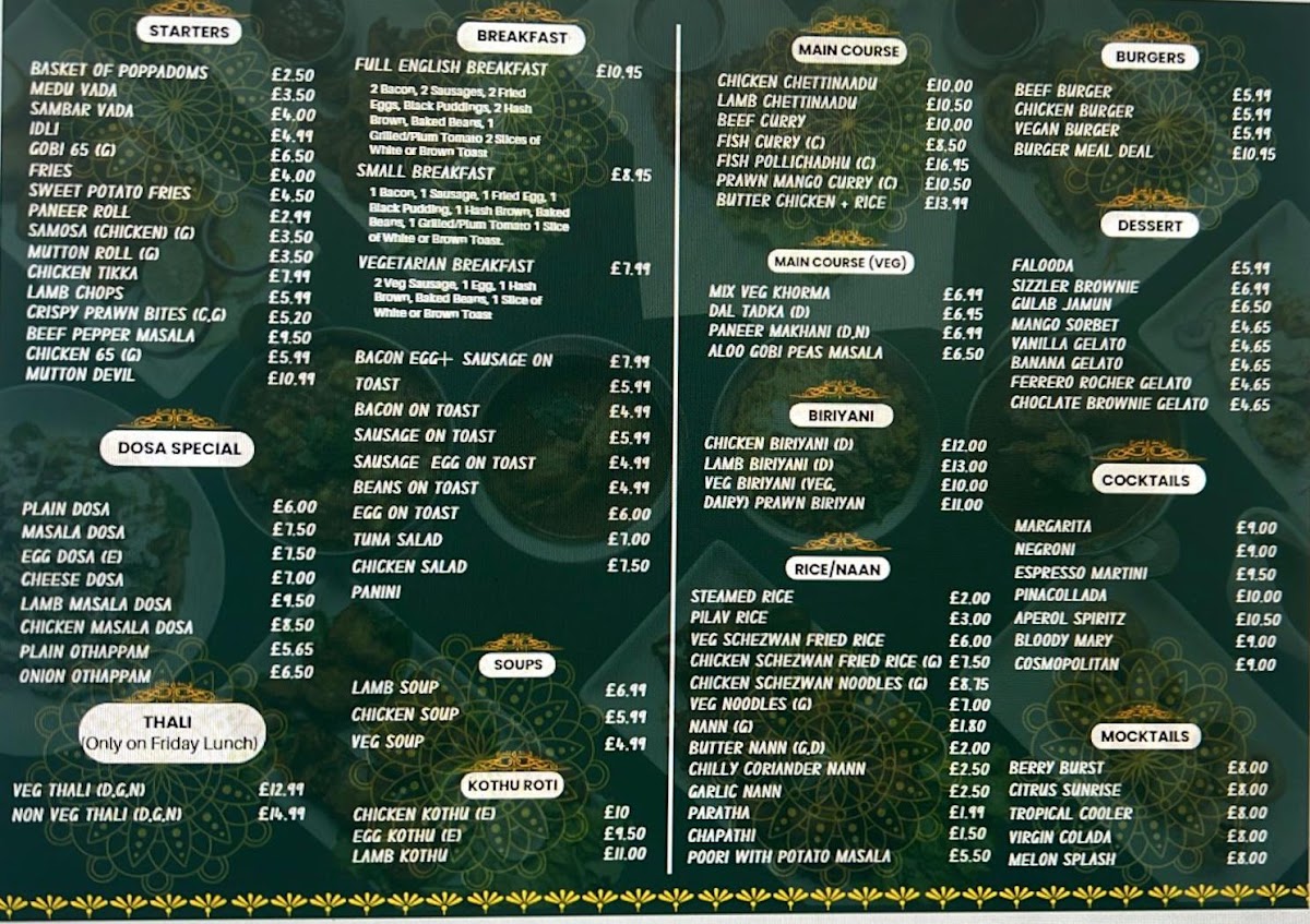 CLOVER'S CAFE AND TASTE RESTAURANT menu board