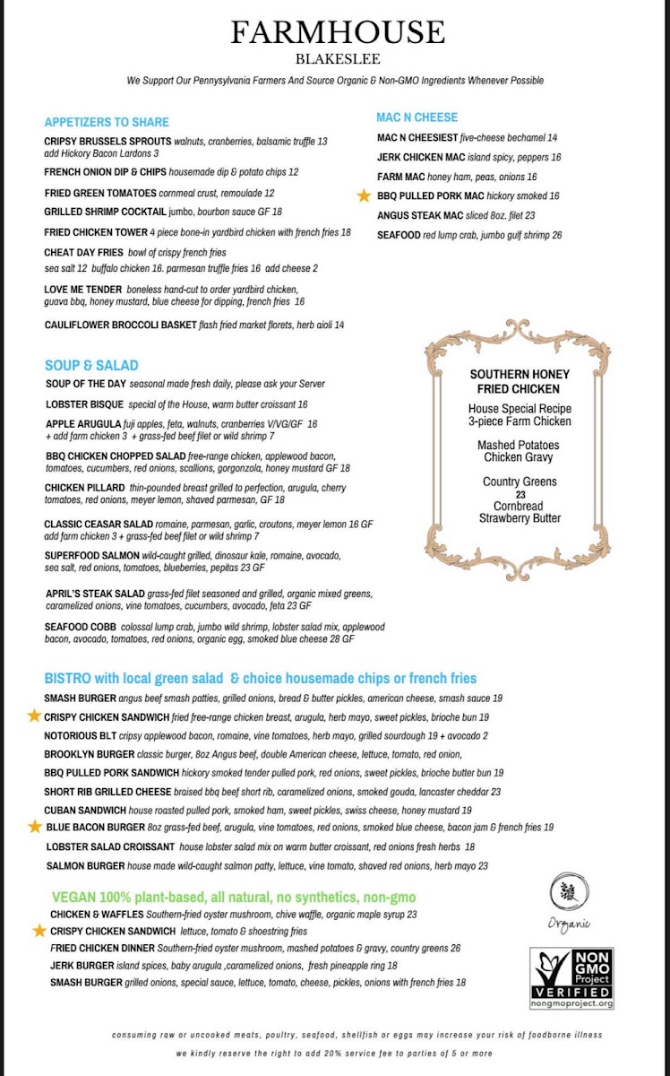 Farmhouse Blakeslee menu board
