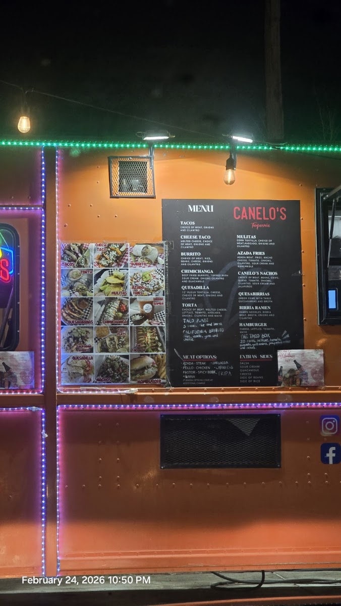 Canelos Taqueria menu board