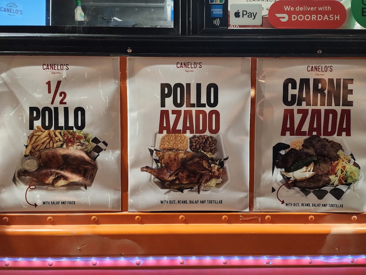 Canelos Taqueria menu board
