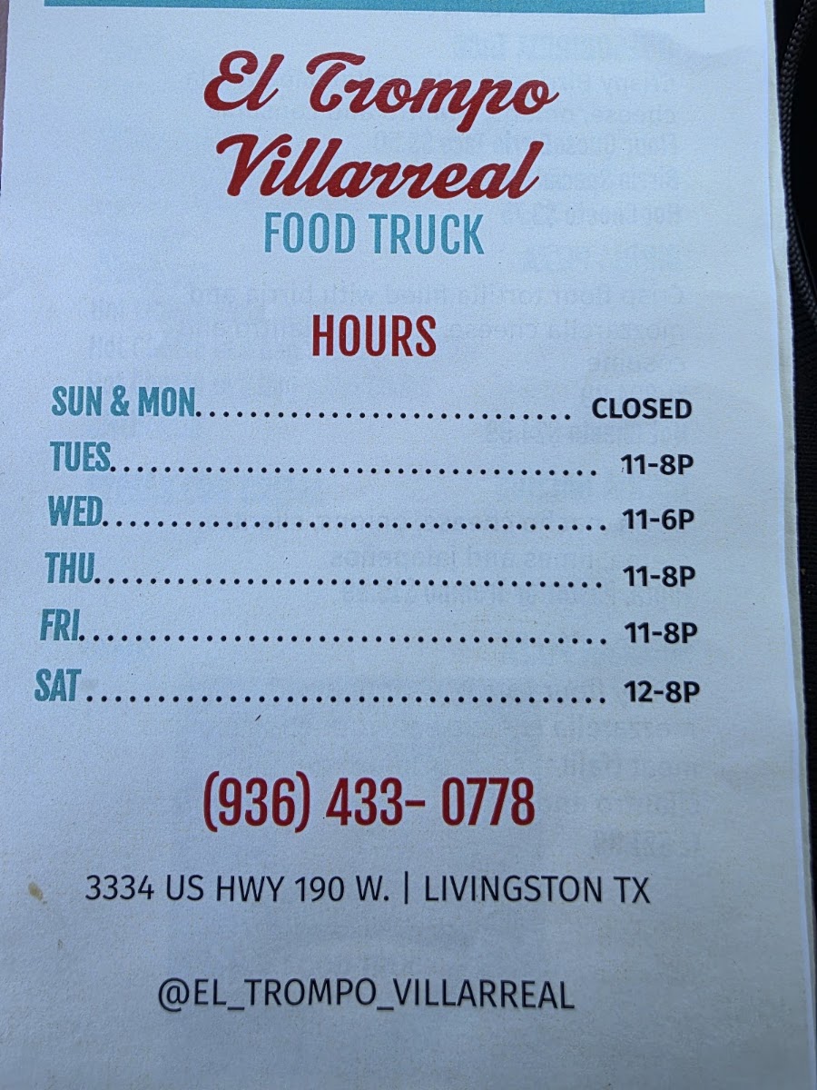 El Trompo Villarreal menu board